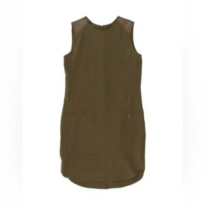 BNWT Massimo Dutti Sage Green Sleeveless Dress with Leather Details Size XS